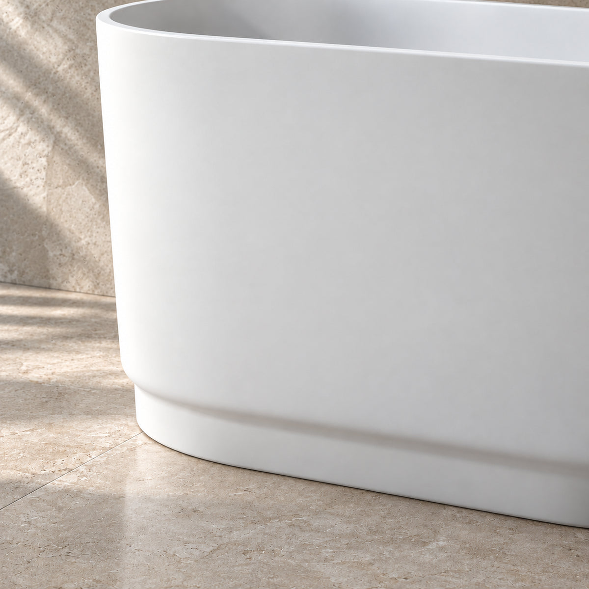 soreli 39 inch matte white solid surface bathtub material texture detail