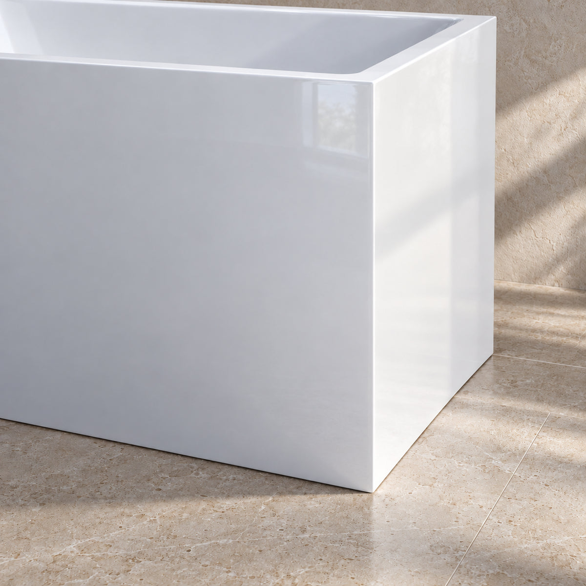 tavren 43 inch white acrylic bathtub with bench material texture detail
