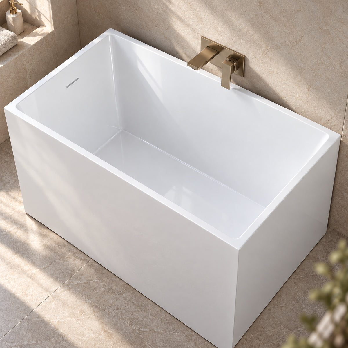 tavren 43 inch white acrylic bathtub without bench interior basin detail